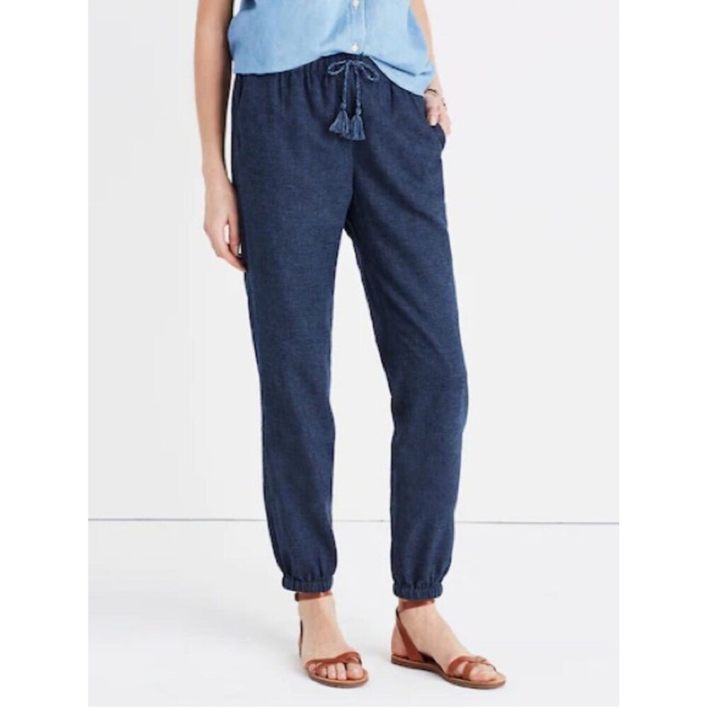 Madewell Shorewalk Cover-Up Pants Linen Blend Navy Indigo Size Large